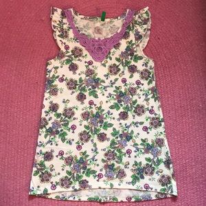 Girls  tunic length T-shirt with lace appliqué